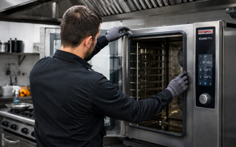 tecnico controlla guarnizioni forno professionale