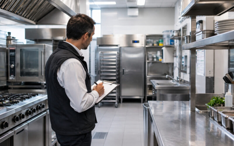 ispettore haccp in cucina di un ristorante